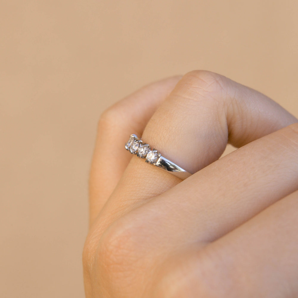 3.0ct Round Brilliant Moissanite Diamond 7 Stone Wedding Band