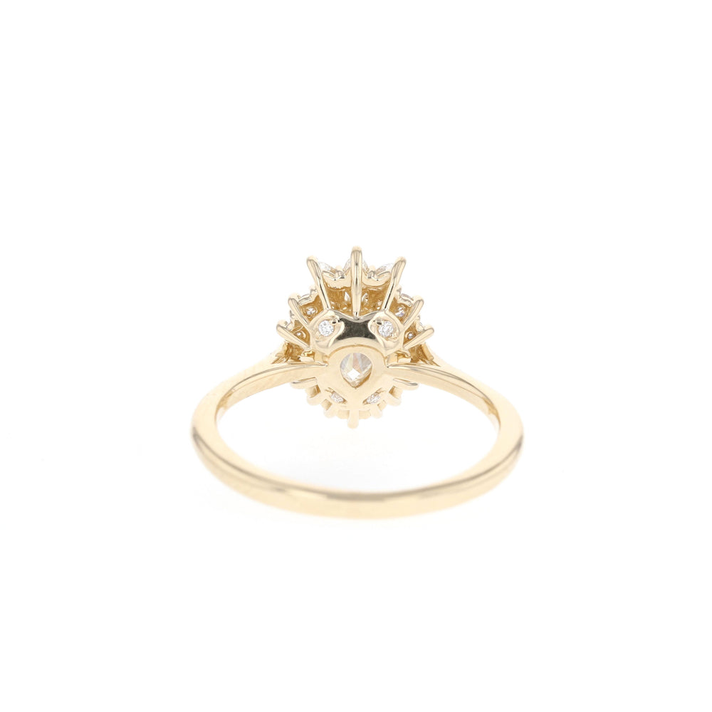 1.25ct Pear Cut Cluster Halo Moissanite Diamond Engagement Ring