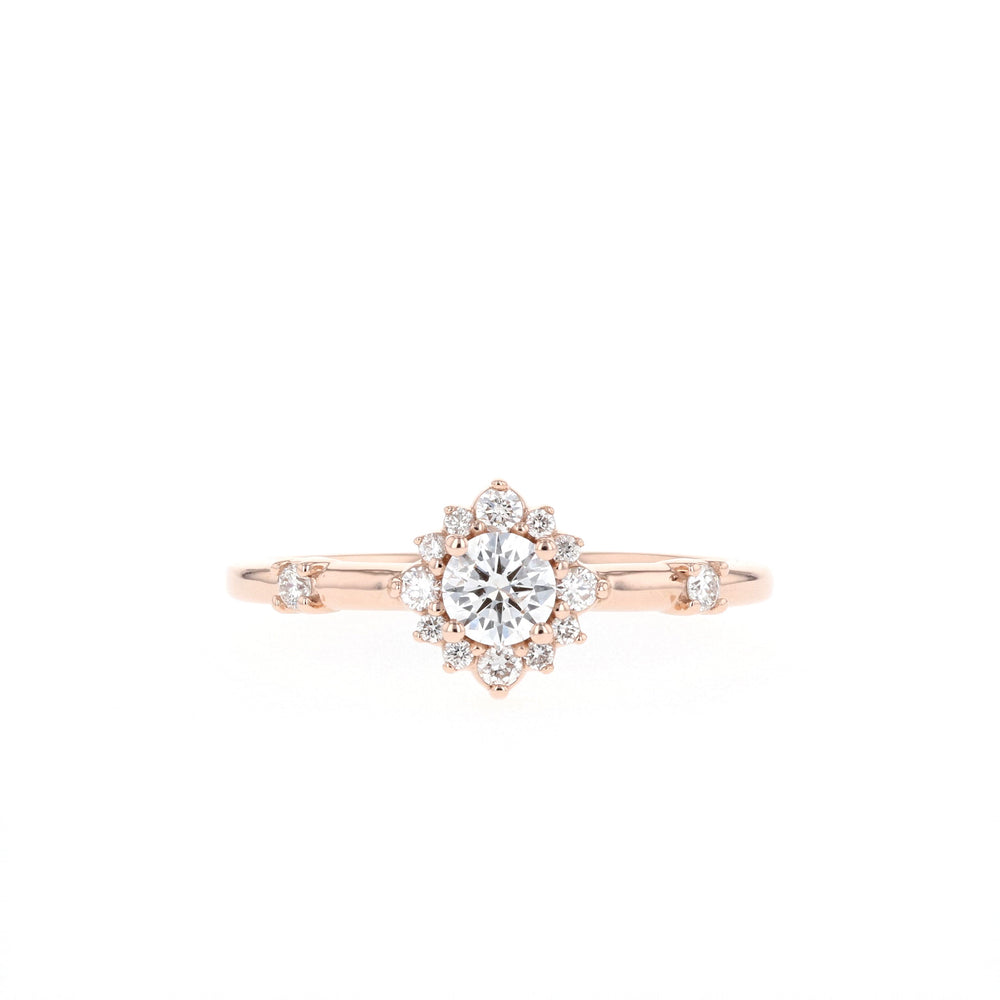 0.25ct Round Cut Halo Moissanite Diamond Engagement Ring