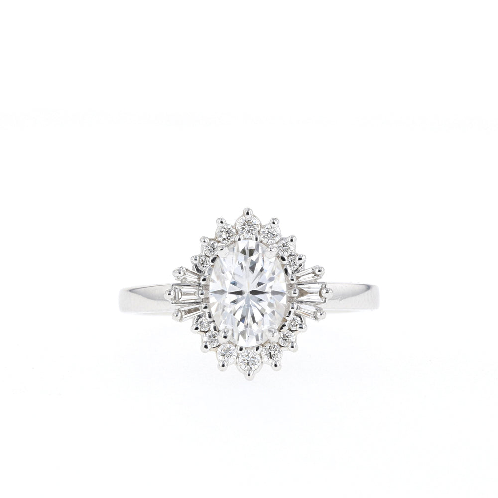 1.20CT Oval Moissanite Cluster Diamond Engagement Ring