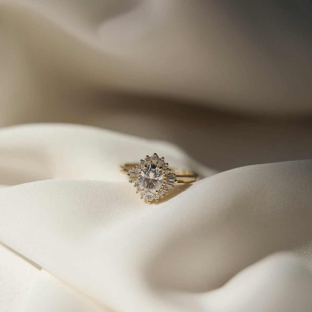 1.20CT Oval Moissanite Cluster Diamond Engagement Ring