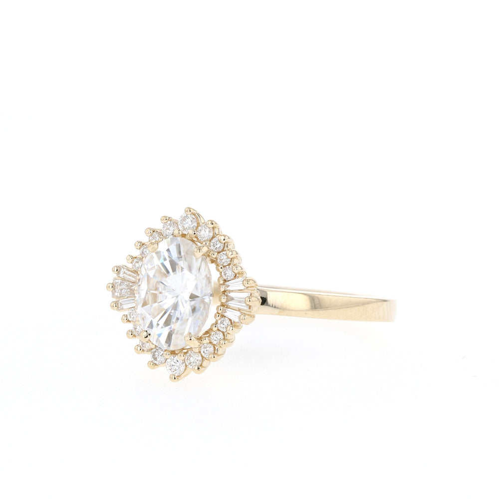 1.20CT Oval Moissanite Cluster Diamond Engagement Ring