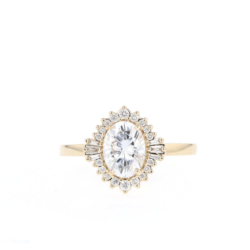 1.20CT Oval Moissanite Cluster Diamond Engagement Ring