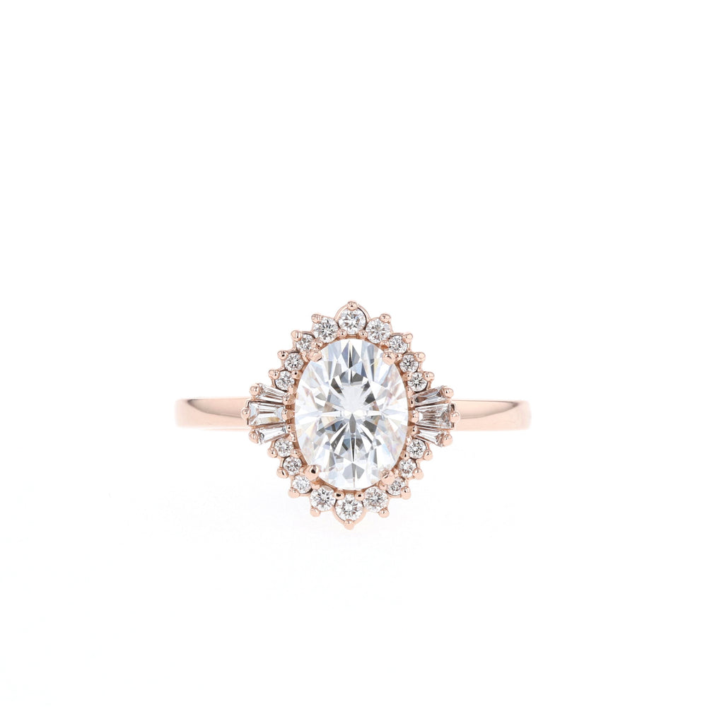 1.20CT Oval Moissanite Cluster Diamond Engagement Ring