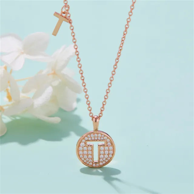 \ T \" Letter Moissanite Diamond Necklace for Women"