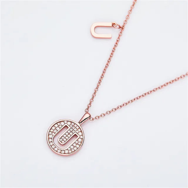 \ U \" Letter Moissanite Diamond Necklace for Women"