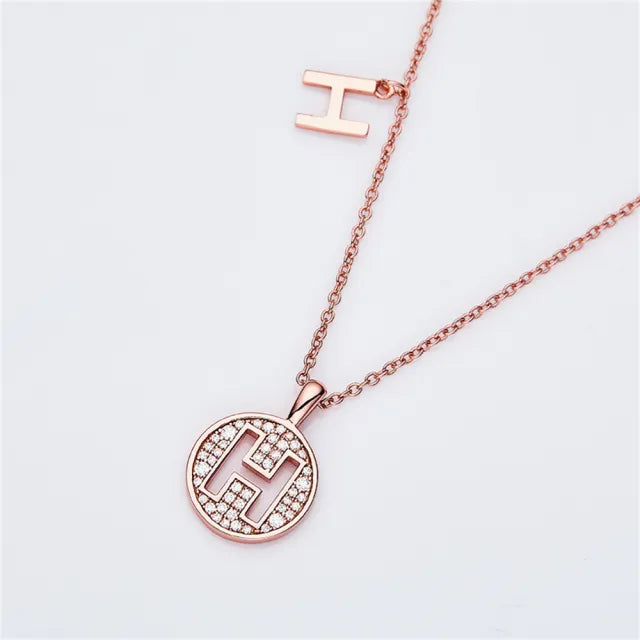 \ H \" Letter Moissanite Diamond Necklace for Women"