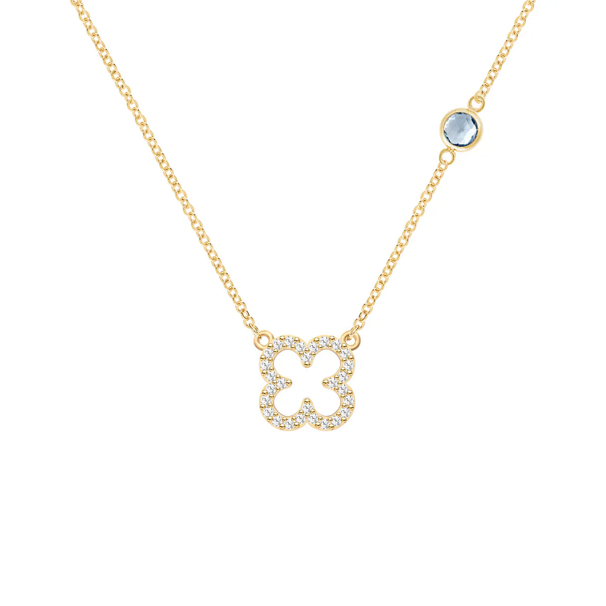 1.93TCW Round Open Floral Moissanite March Birthstone Necklace
