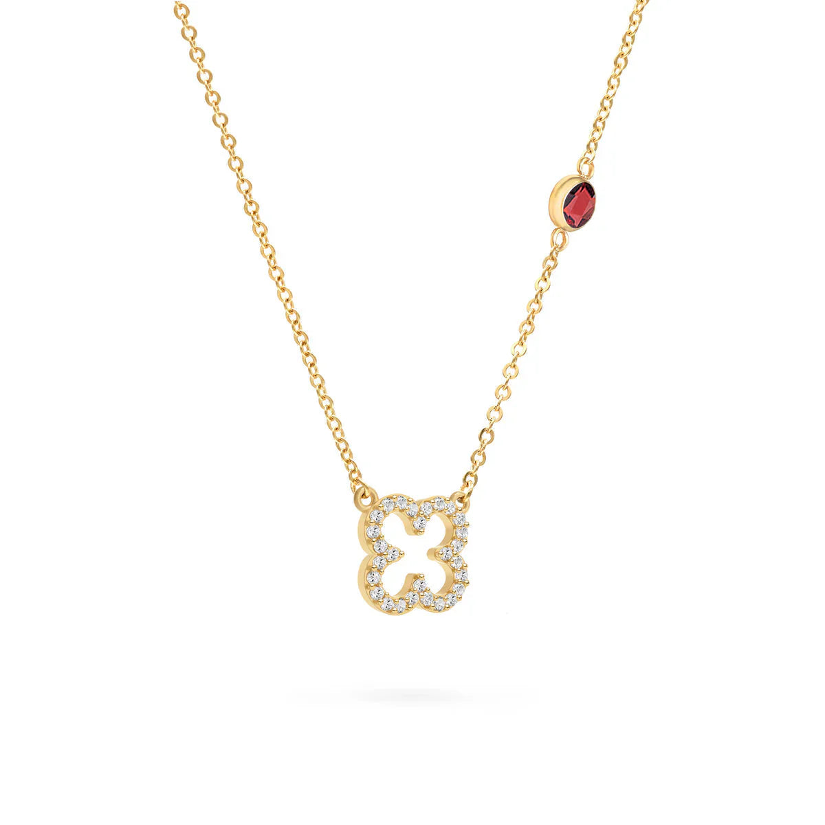0.35 TCW Round Cut Floral Moissanite January Birthstone Necklace