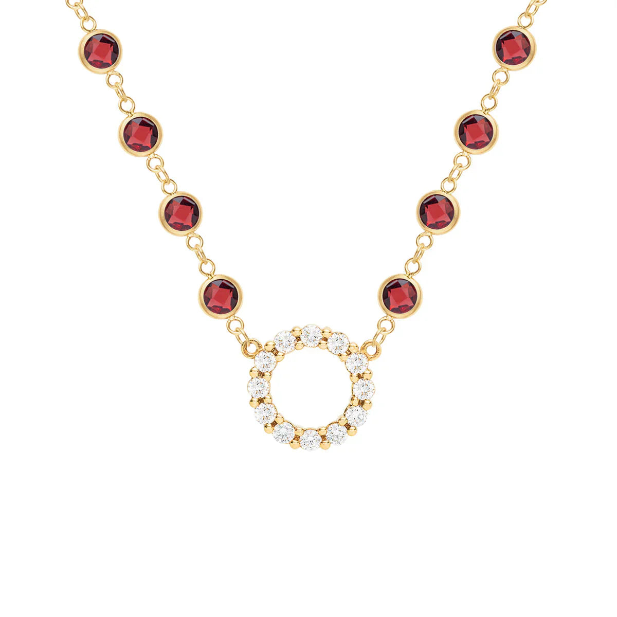 13.5 TCW Round Cut Open Circle Moissanite January Birthstone Necklace