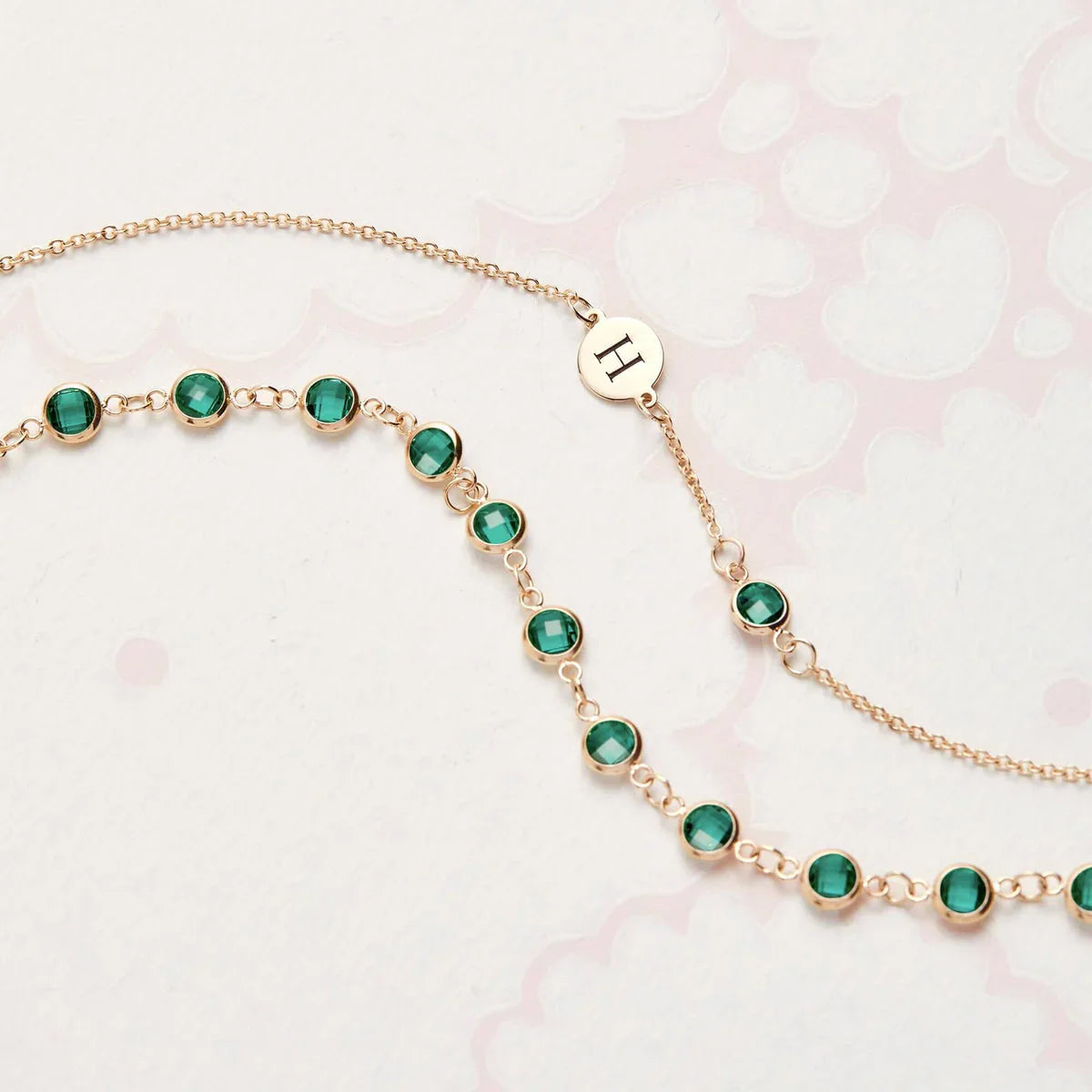 0.25CT Round Cut Customized Moissanite May Birthstone Necklace