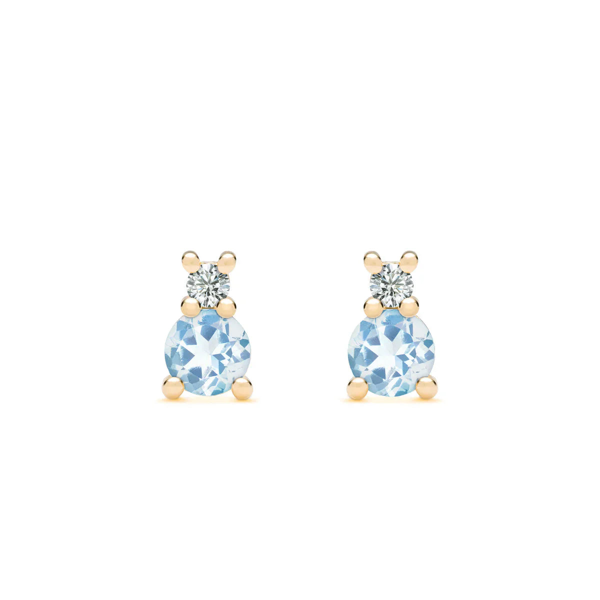 0.40 TCW Round Aquamarine Moissanite March Birthstone Stud Earrings