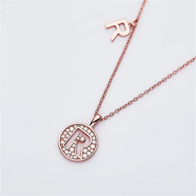 \ R \" Letter Moissanite Diamond Necklace for Women"