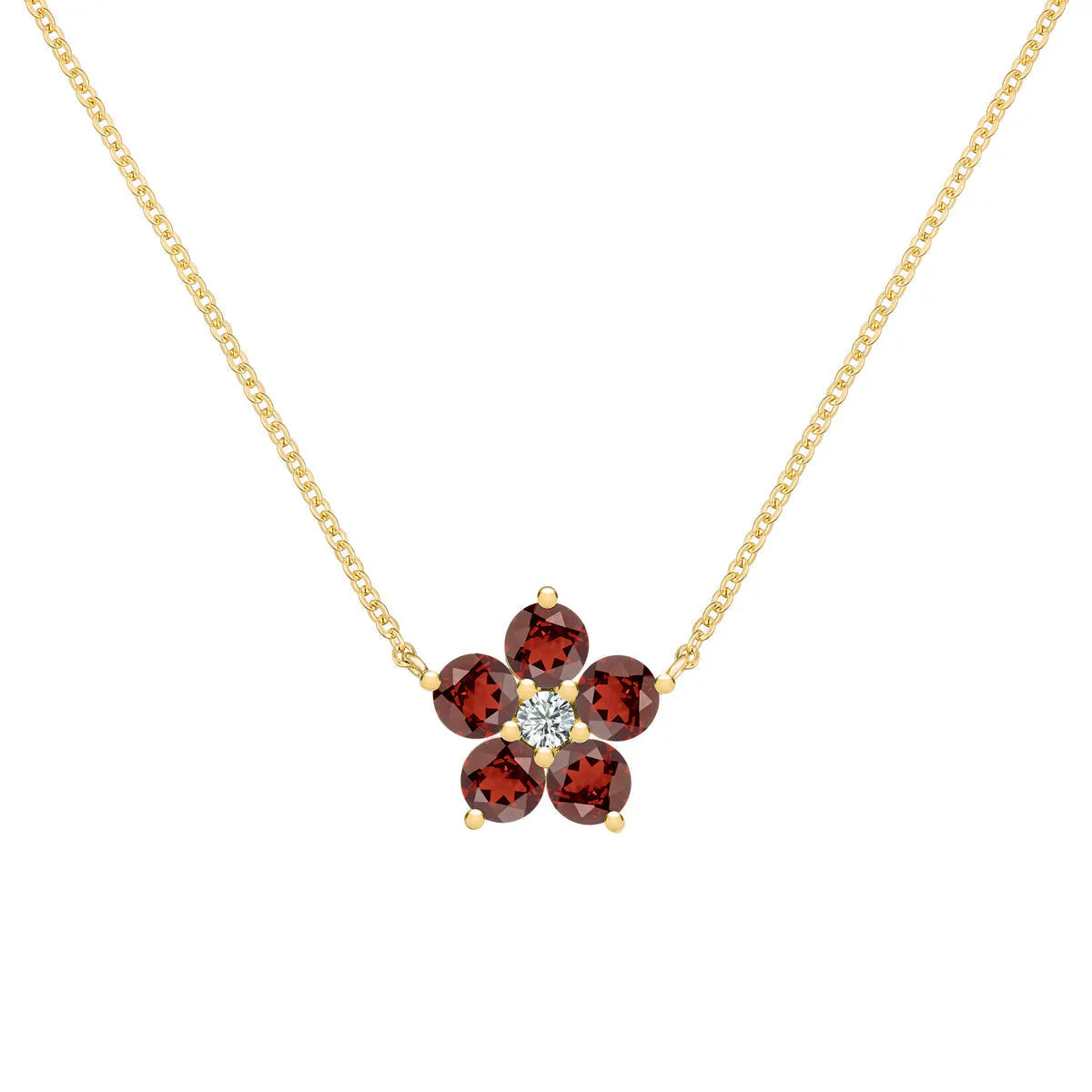 1.45 TCW Round Cut Flower Design Moissanite Necklace-January Birthstone