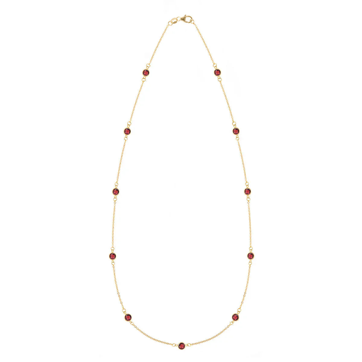 2.75 TCW Round Cut Garnet Moissanite January Birthstone Necklace