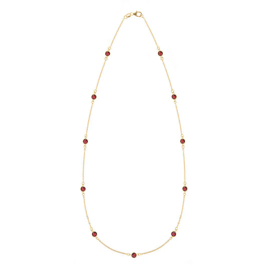 2.75 TCW Round Cut Garnet Moissanite January Birthstone Necklace