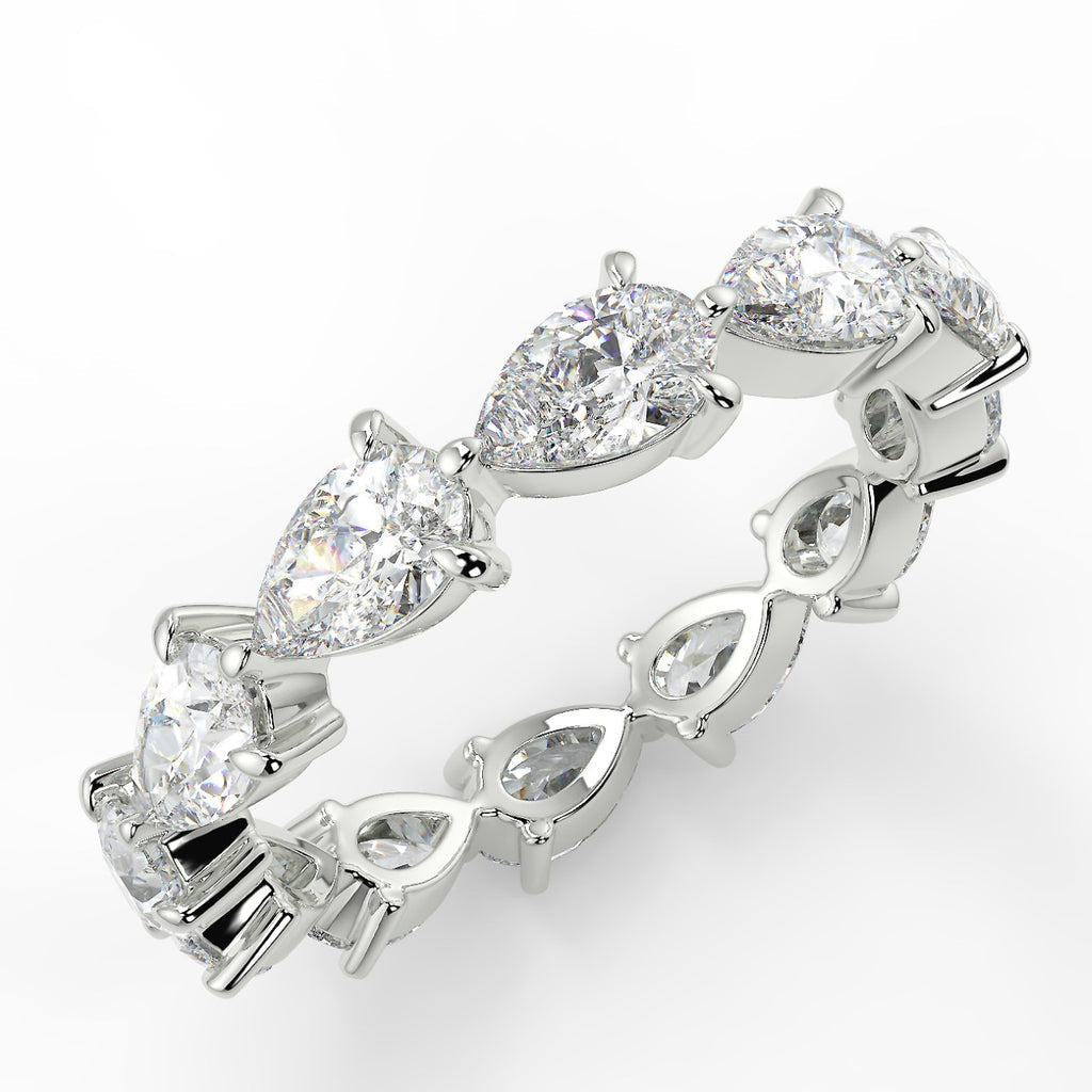 2.40 TCW Pear Moissanite Full Eternity Wedding Band