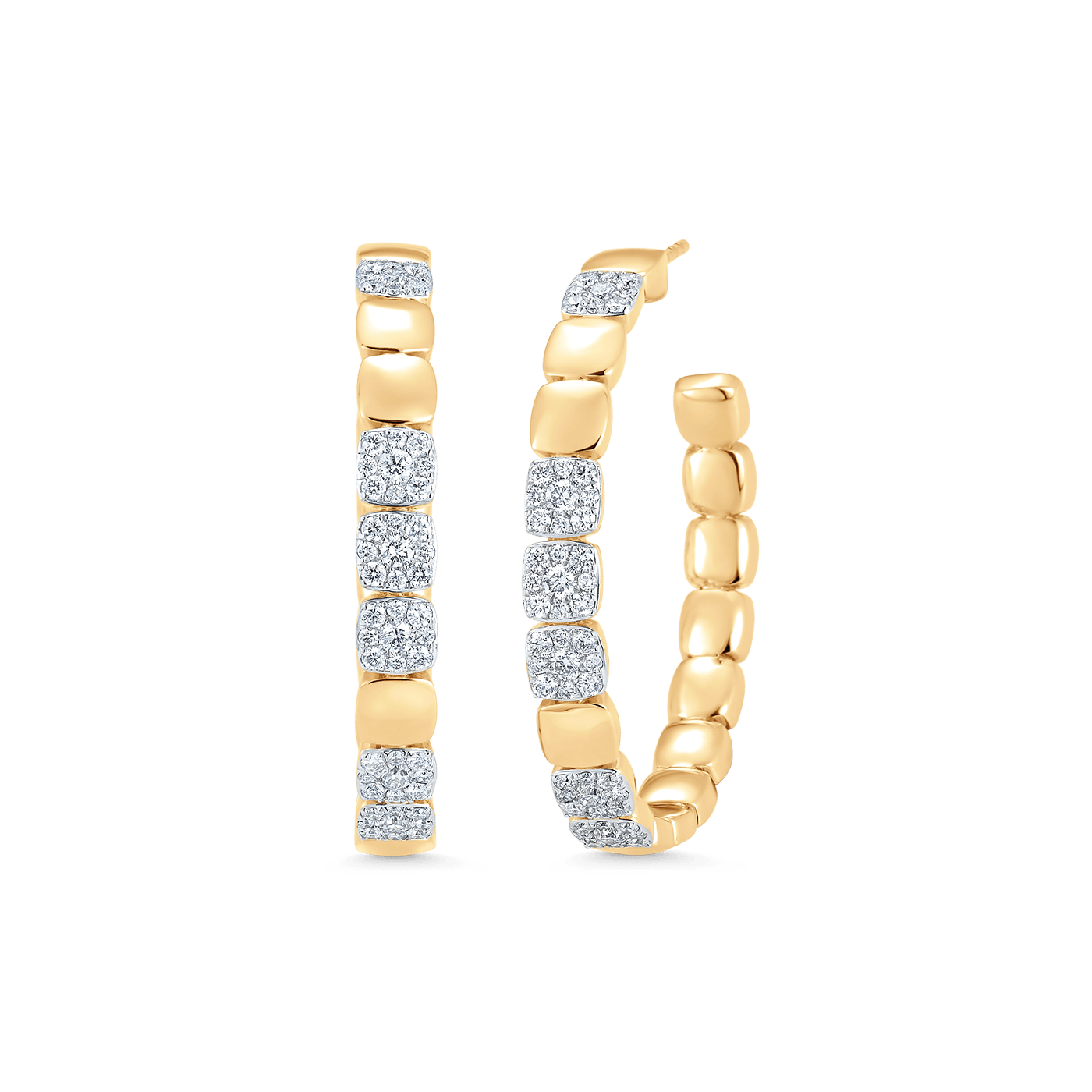 1.21 TCW Round Moissanite Diamond Beaded Hoop Earrings