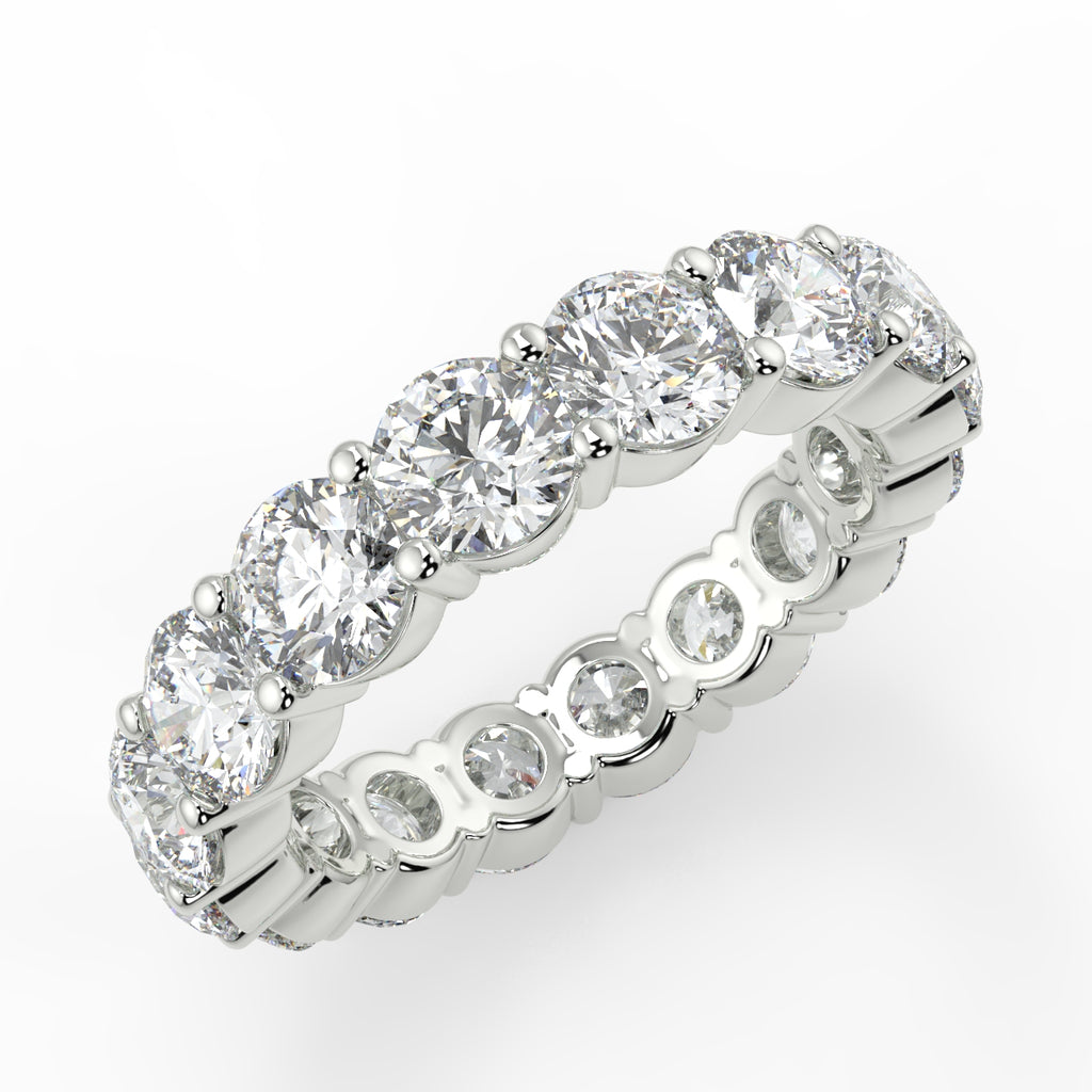3.84 TCW Round Moissanite Shared Prongs Setting Wedding Band