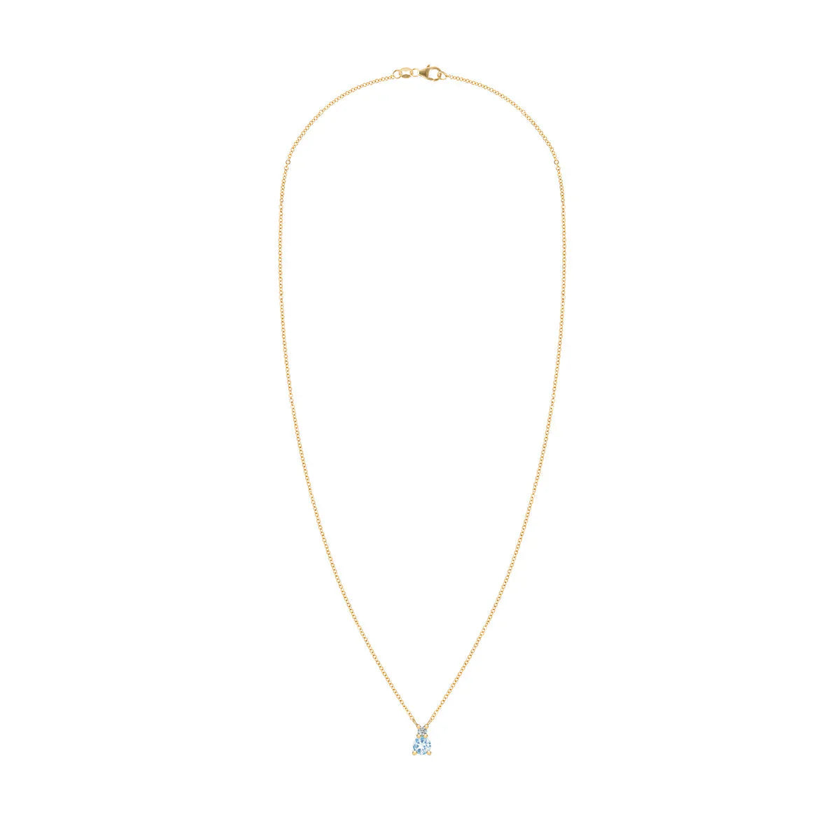 0.25CT Round Cut Aquamarine Moissanite March Birthstone Necklace