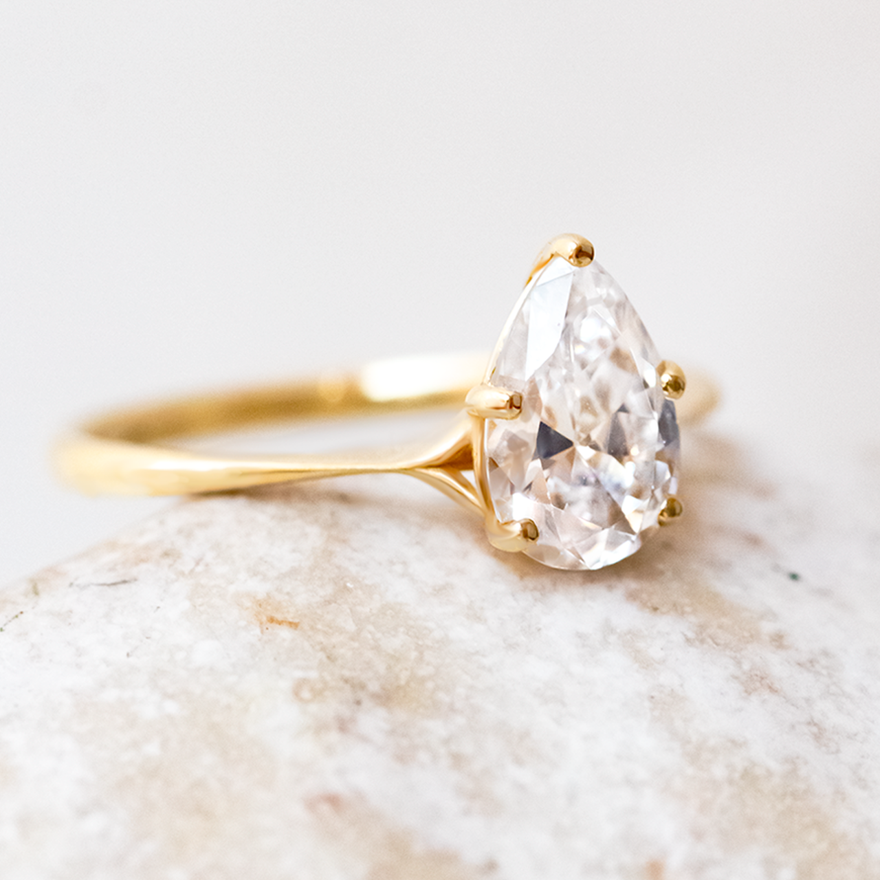 1.93CT Pear Cut Solitaire Moissanite Engagement Ring in 14K Rose Gold