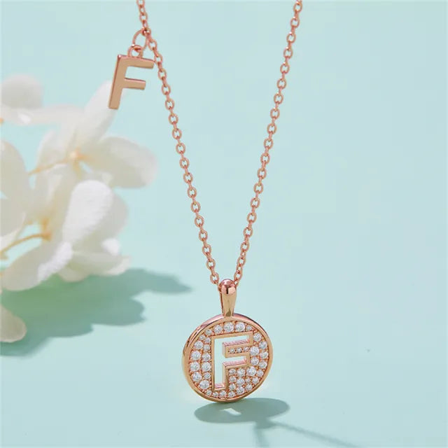 \ F \" Letter Moissanite Diamond Necklace for Women"