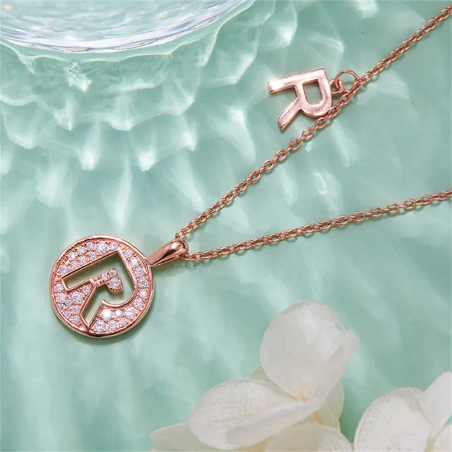 \ R \" Letter Moissanite Diamond Necklace for Women"