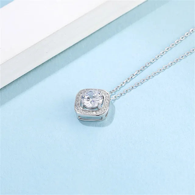2.0CT Round Brilliant Cut Halo Moissanite Diamond Pendant Necklace For Women