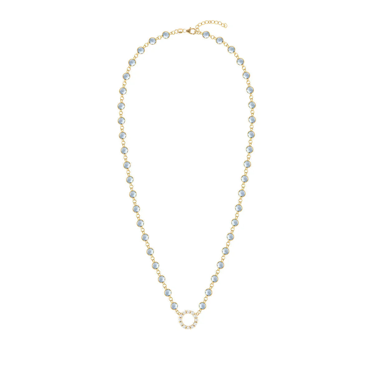 10.18TCW Round Open Circle Moissanite March Birthstone Necklace