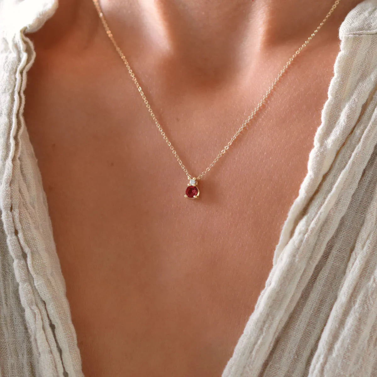 0.40 TCW Round Cut Two Stone Moissanite Necklace-January Birthstone
