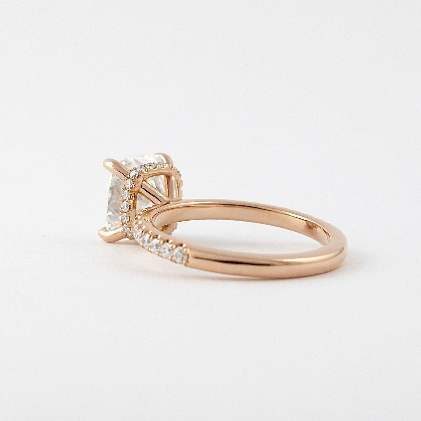 1.50CT Cushion Cut Hidden Halo Moissanite Diamond Engagement Ring