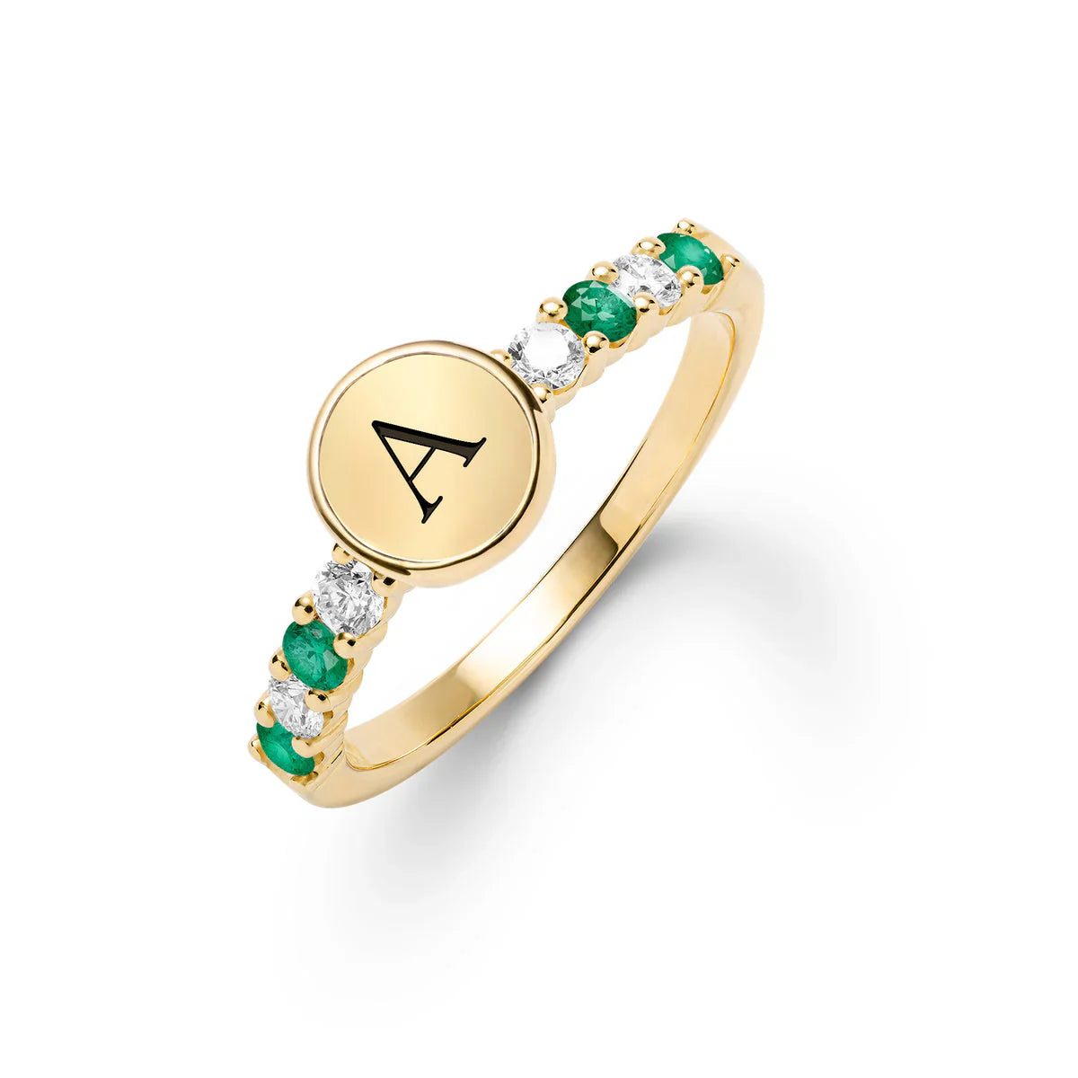 0.96TCW Round Diamond Customized Moissanite May Birthstone Ring
