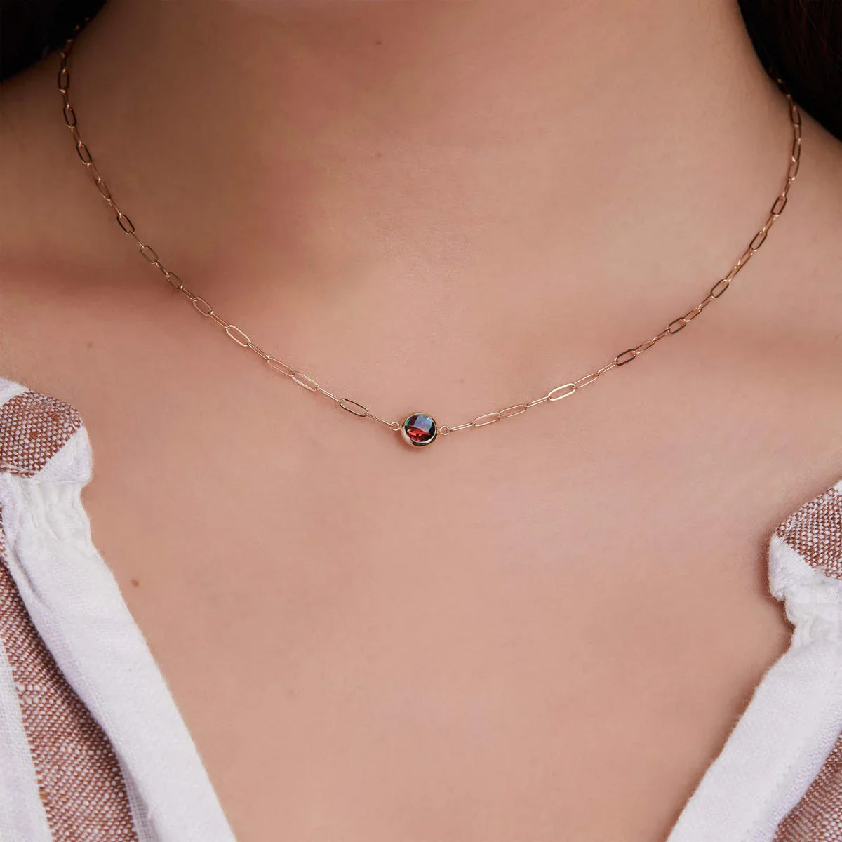 0.40 TCW Round Cut Solitaire Moissanite Necklace-January Birthstone
