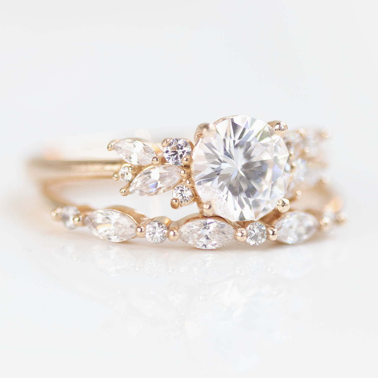 Marquise and Round Cut Half Eternity Wedding Band