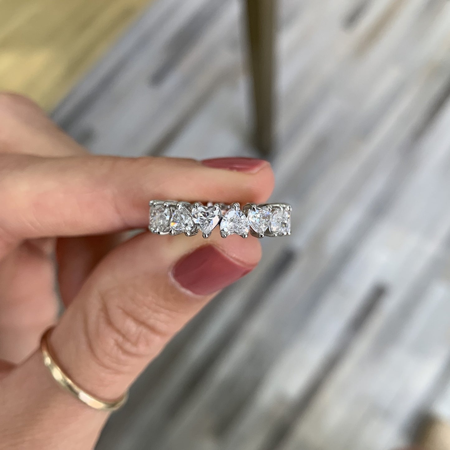 Heart Shaped Eternity Diamond Wedding Band For Women