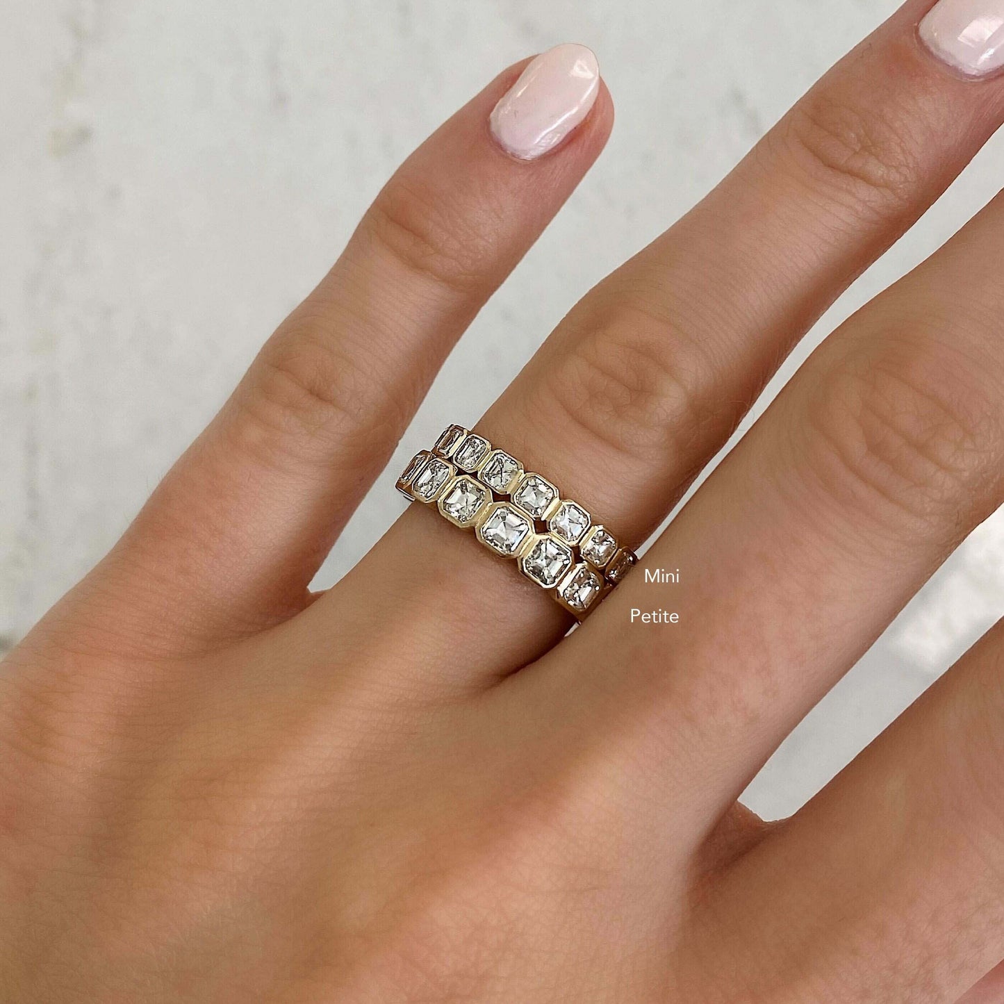 Asscher Cut Bezel Diamond Wedding Band For Women
