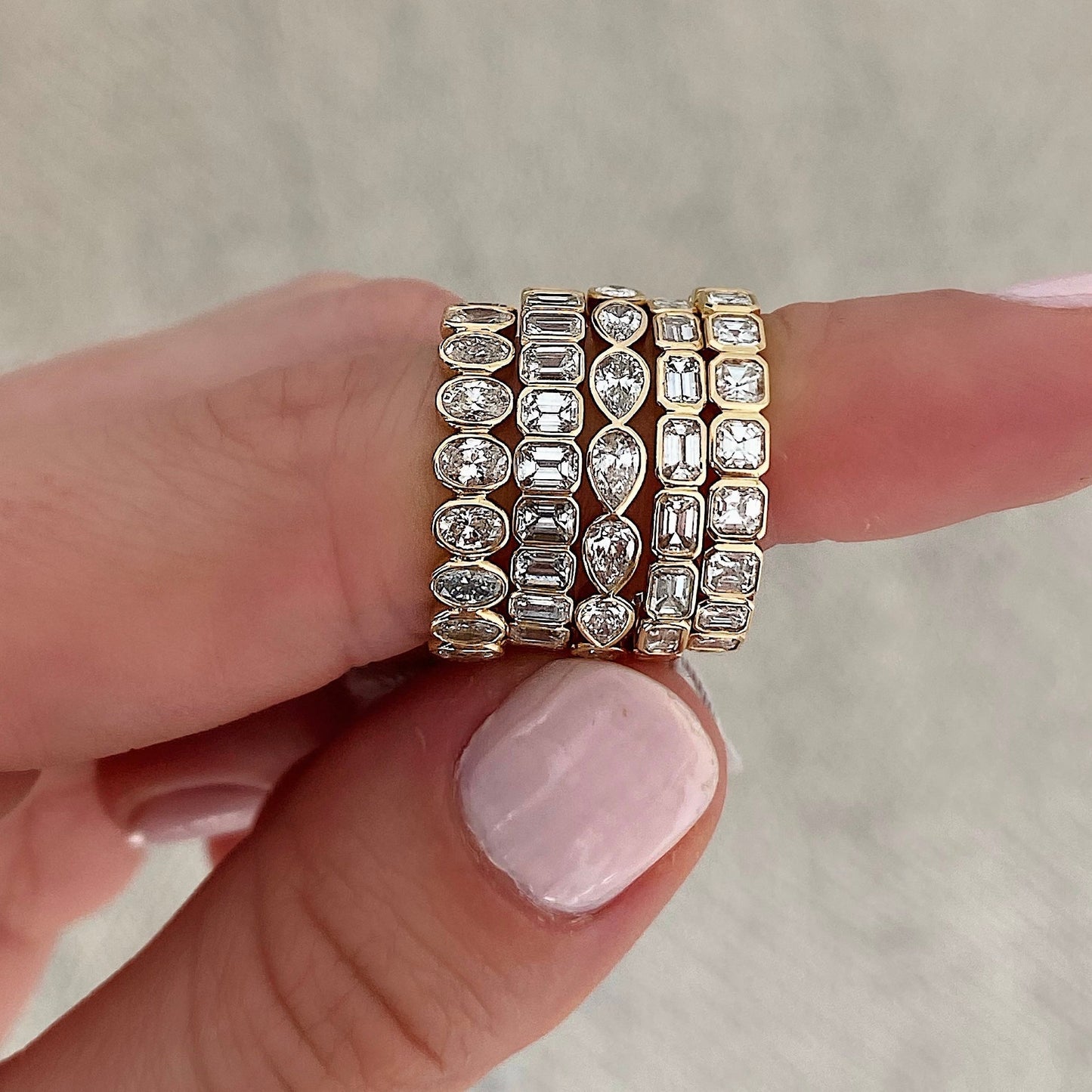 Pear Cut Bezel Diamond Wedding Band For Women