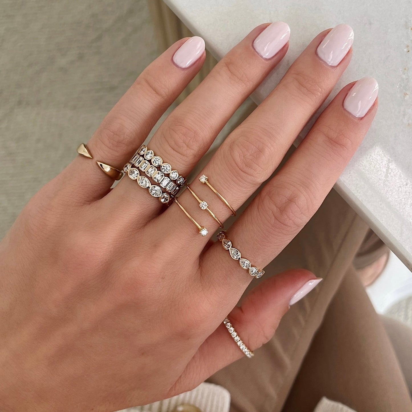 Oval Cut Bezel Diamond Wedding Band For Women