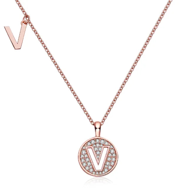 \ V \" Letter Moissanite Diamond Necklace for Women"