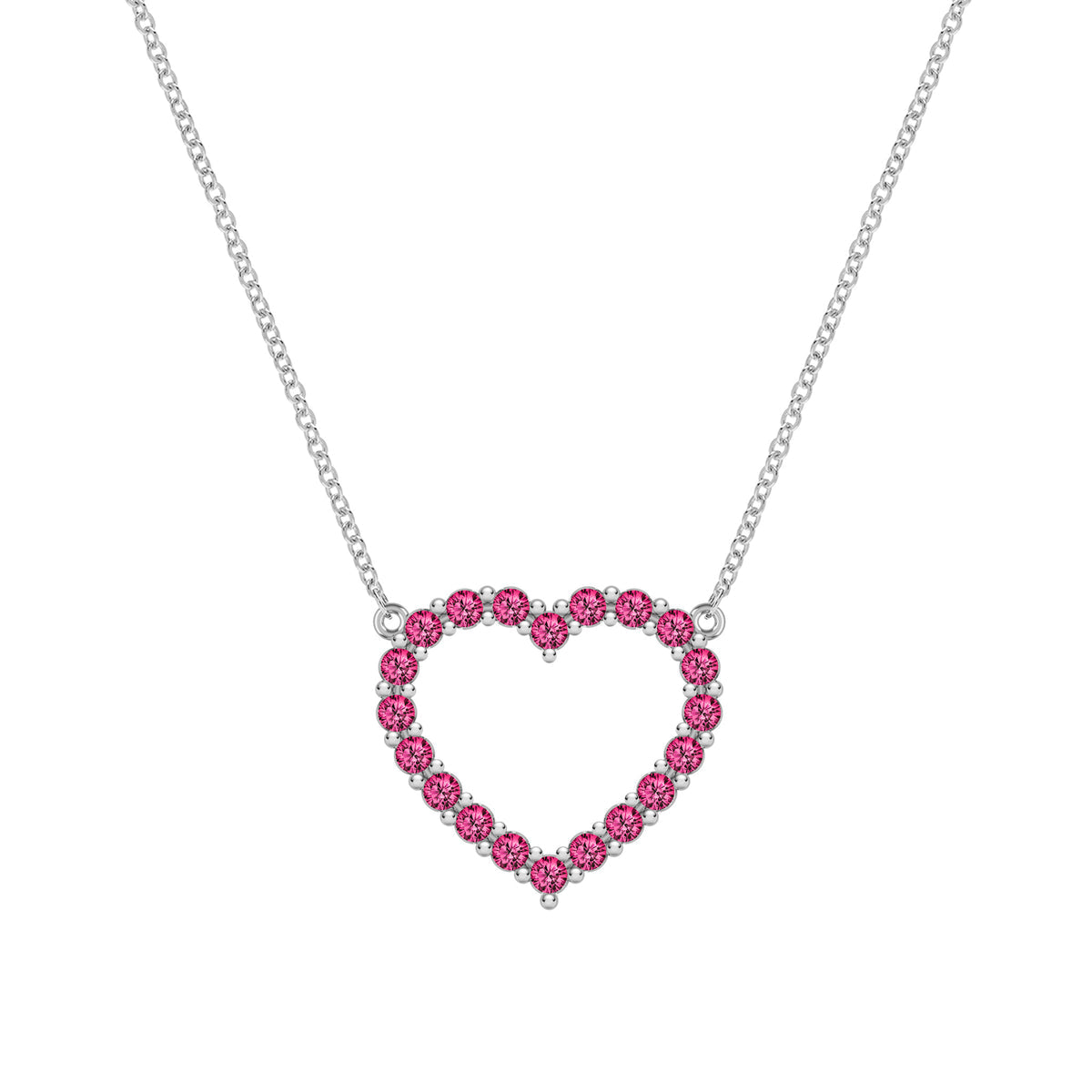 1.45TCW Round Open Heart Moissanite July Birthstone Necklace