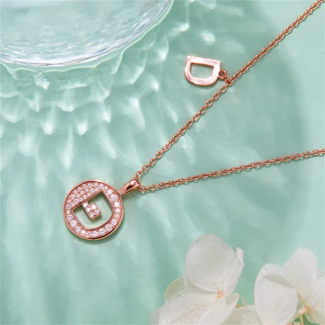 \ D \" Letter Moissanite Diamond Necklace for Women"