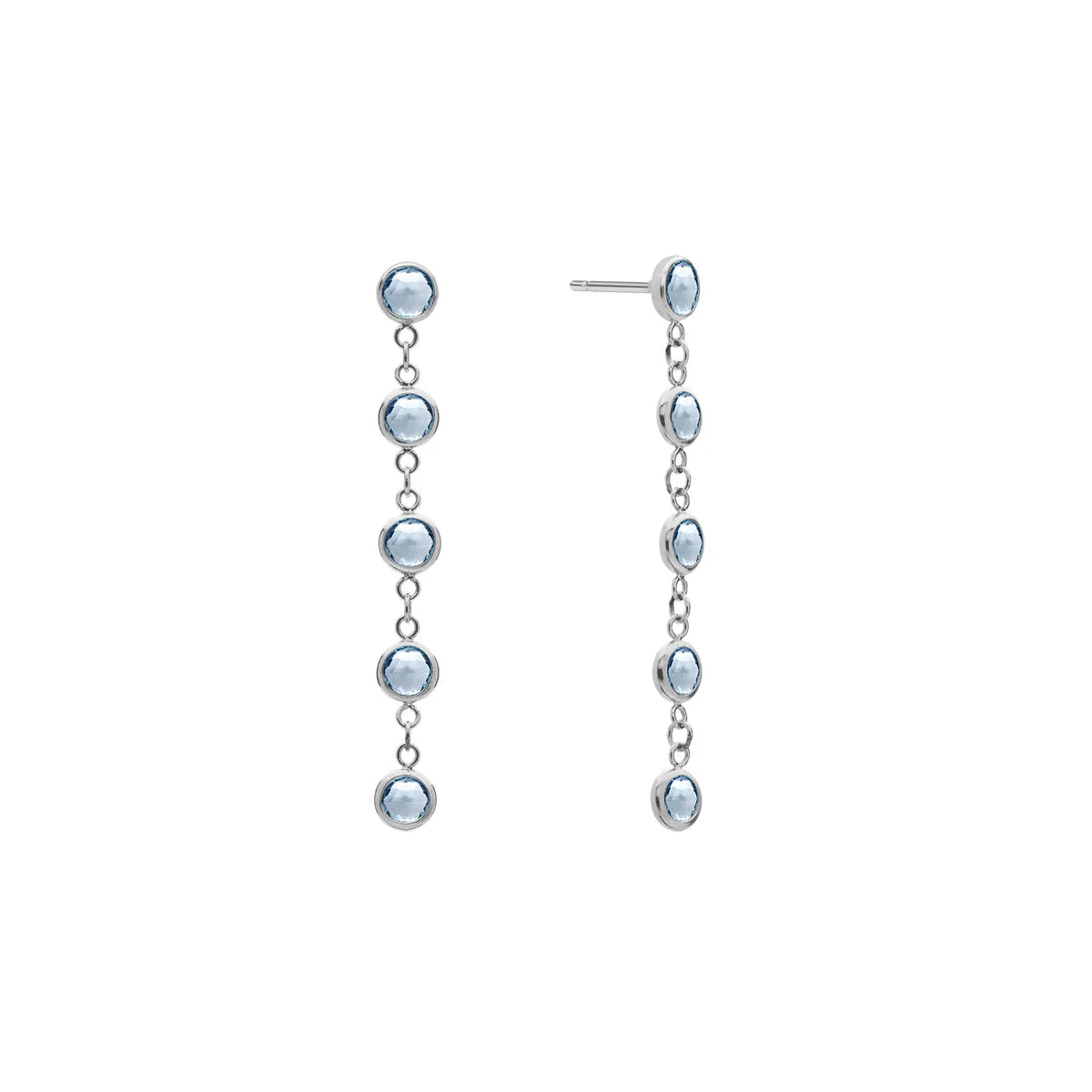 1.25 TCW Round Aquamarine Moissanite March Birthstone Dangle Earrings