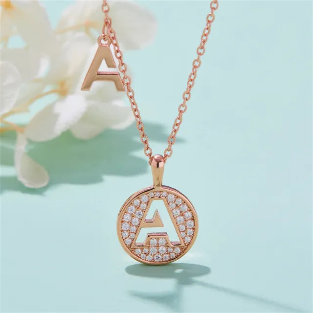 \ A \" Letter Moissanite Diamond Necklace for Women"