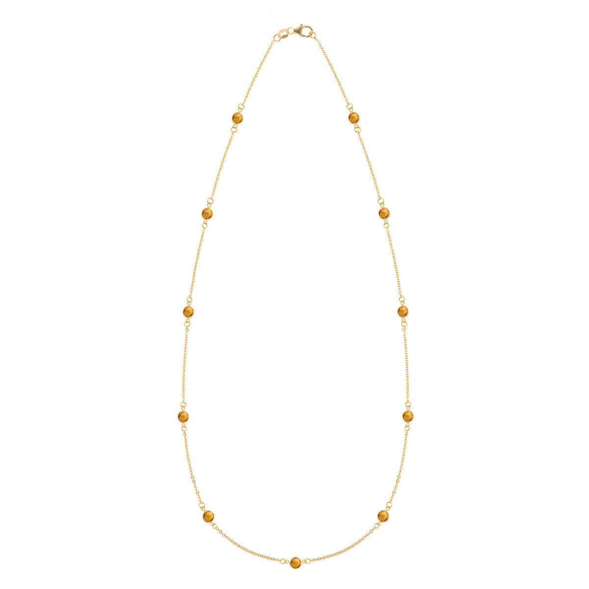 2.75TCW Round Cut Citrine Moissanite November Birthstone Necklace