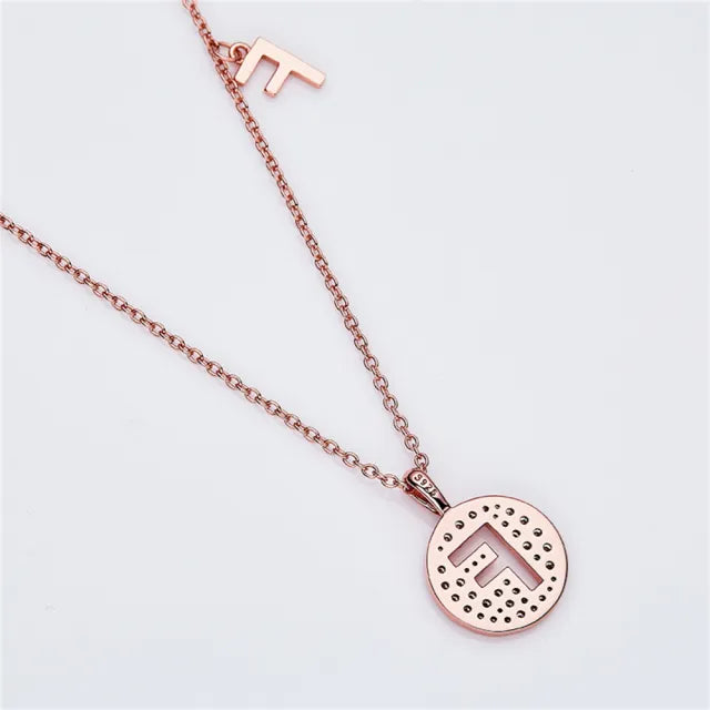 \ F \" Letter Moissanite Diamond Necklace for Women"