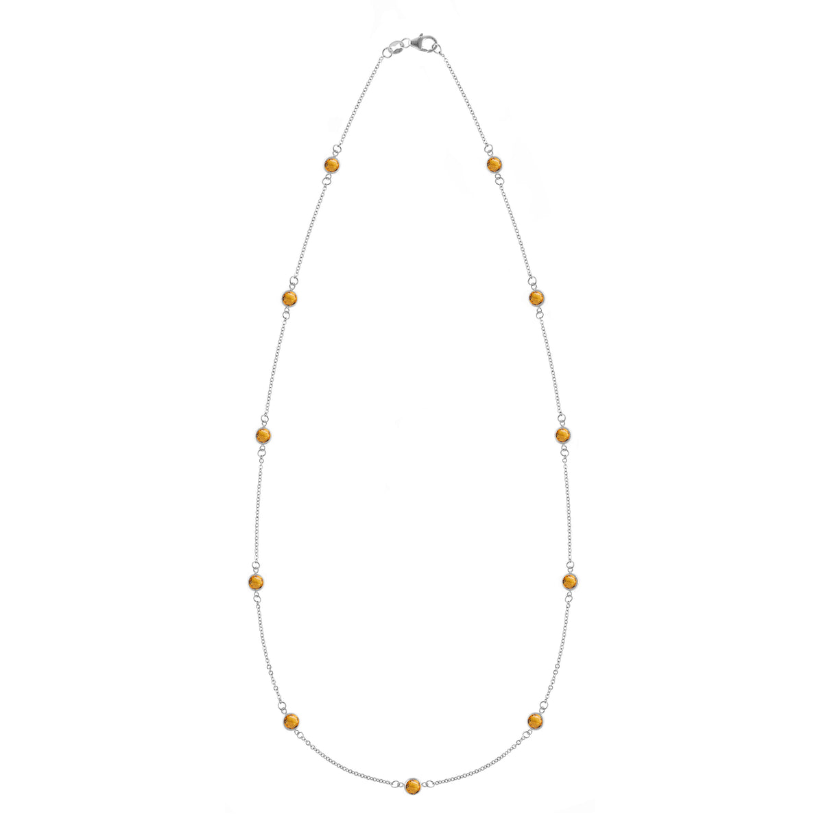 2.75TCW Round Cut Citrine Moissanite November Birthstone Necklace