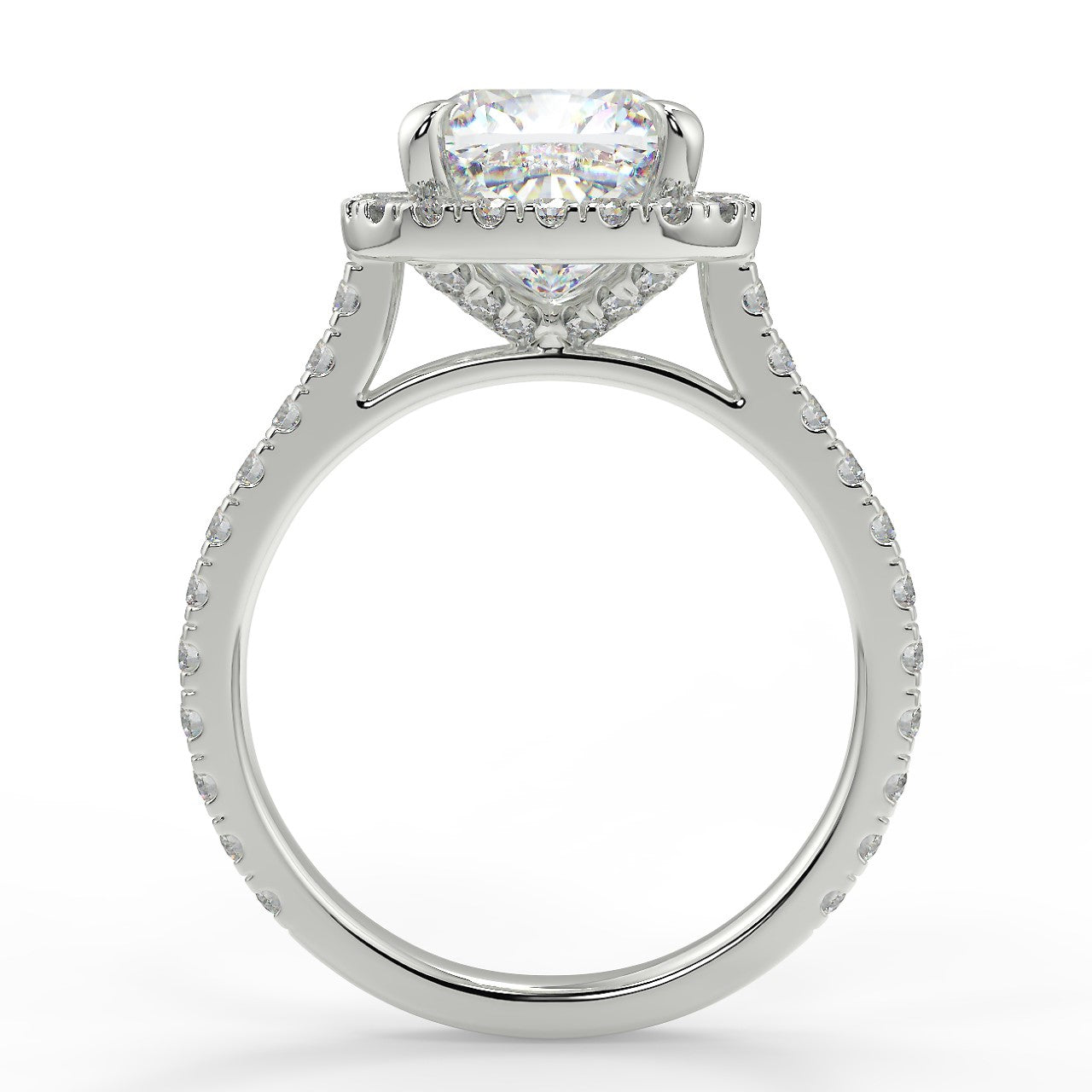 2.15 CT Cushion Moissanite Halo Engagement Ring