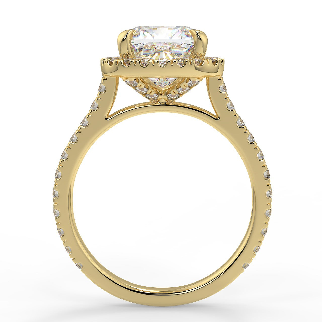 2.15 CT Cushion Moissanite Halo Engagement Ring