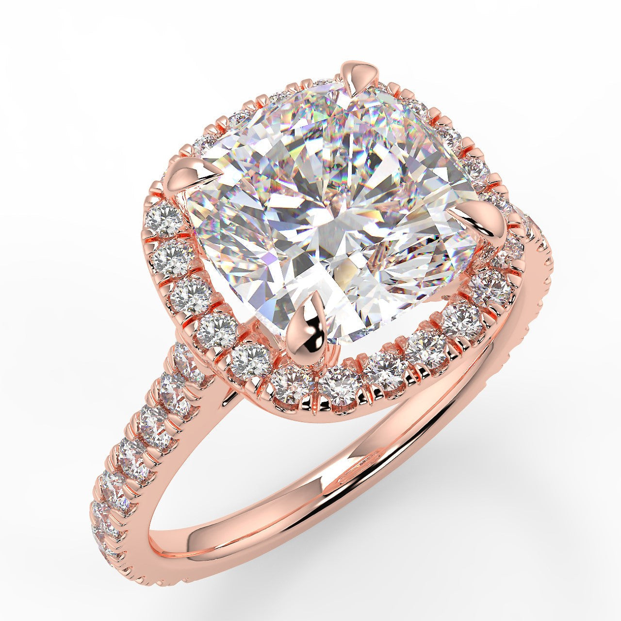 2.15 CT Cushion Moissanite Halo Engagement Ring