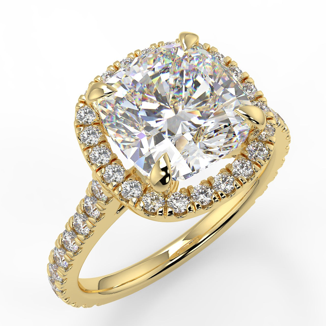 2.15 CT Cushion Moissanite Halo Engagement Ring